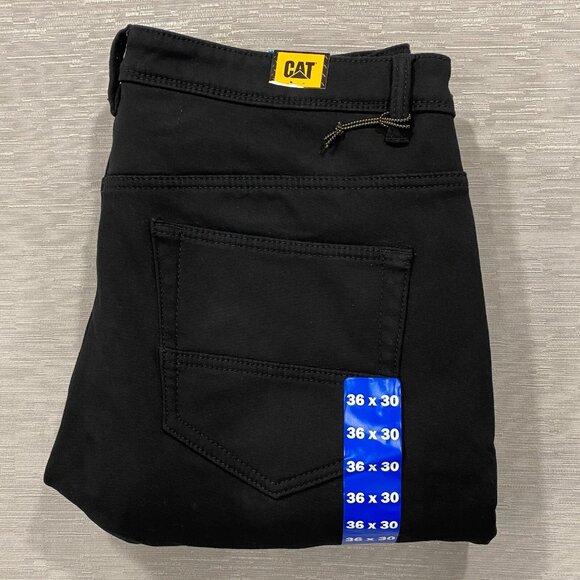 CAT Caterpillar Work Pants Mens 36 x 30 Black Canvas Fleece Lined Insulated - Picture 4 of 12